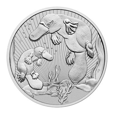 A picture of a 2 oz Australian Piedfort Platypus Silver Coin (2021)